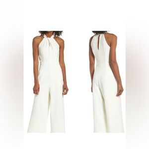 julia jordan White Halter Wide-Leg Jumpsuit